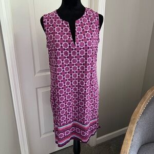 Lands' End Pink Geometric Midi Dress